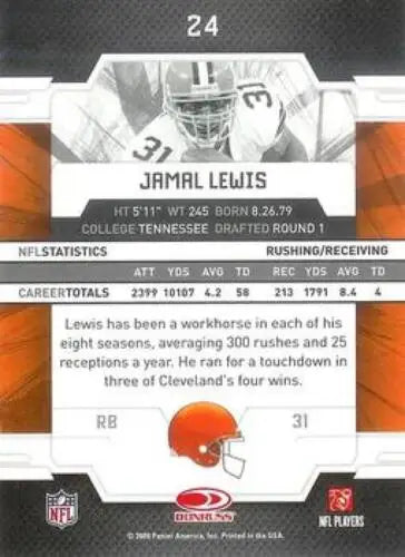 Jamal Lewis 2009 Donruss Elite #24 football card with original gloss from Browns