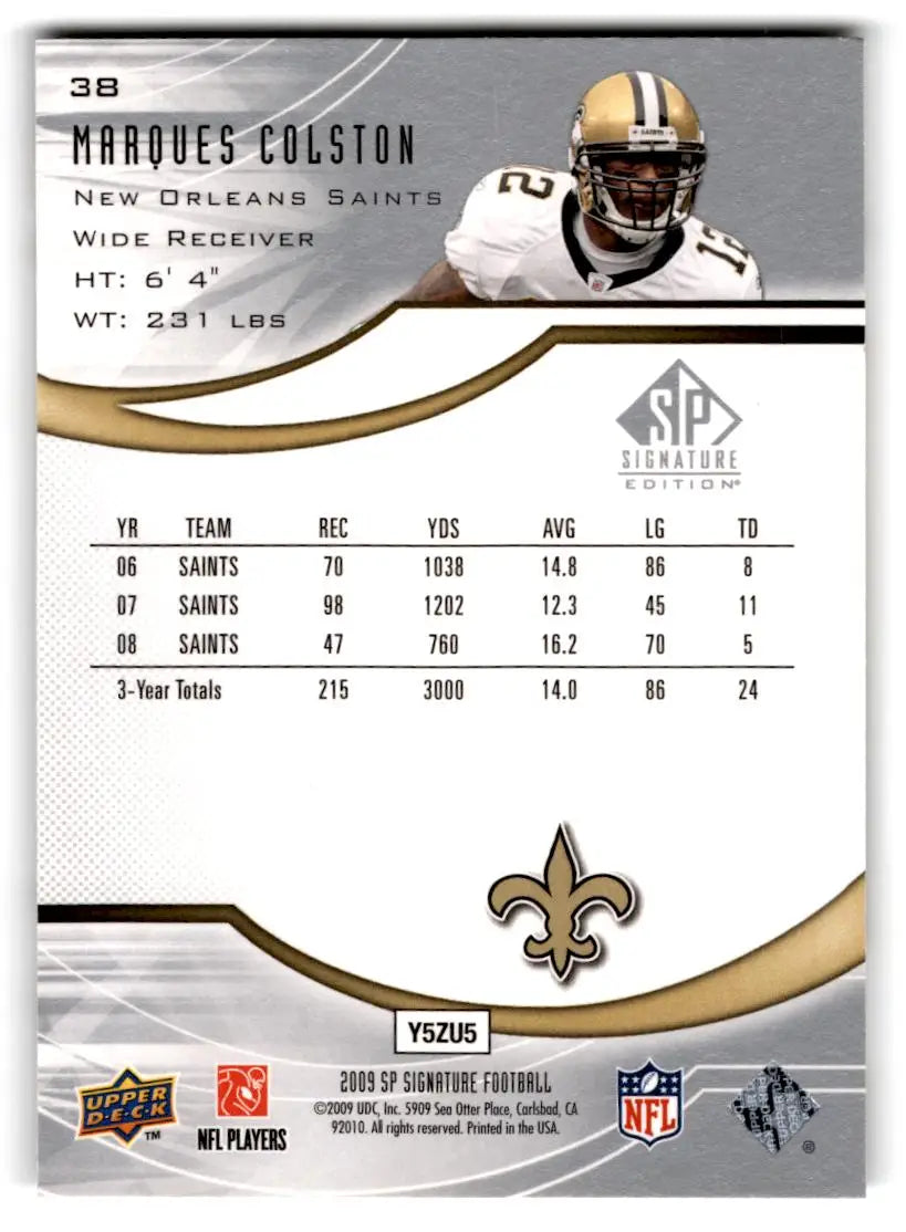 2009 SP Signature #38 Marques Colston - Trading Cards