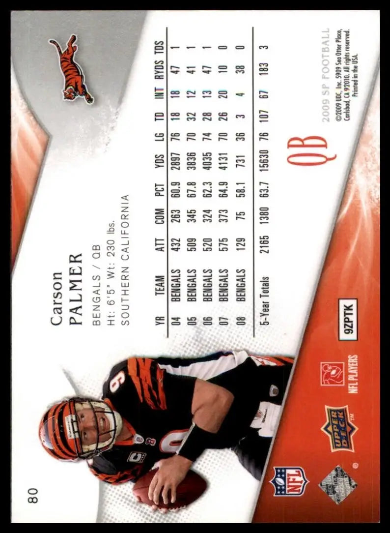 2009 SP Threads Carson Palmer #16 Cincinanti Bengals Football Card NFL Sports - Football Card