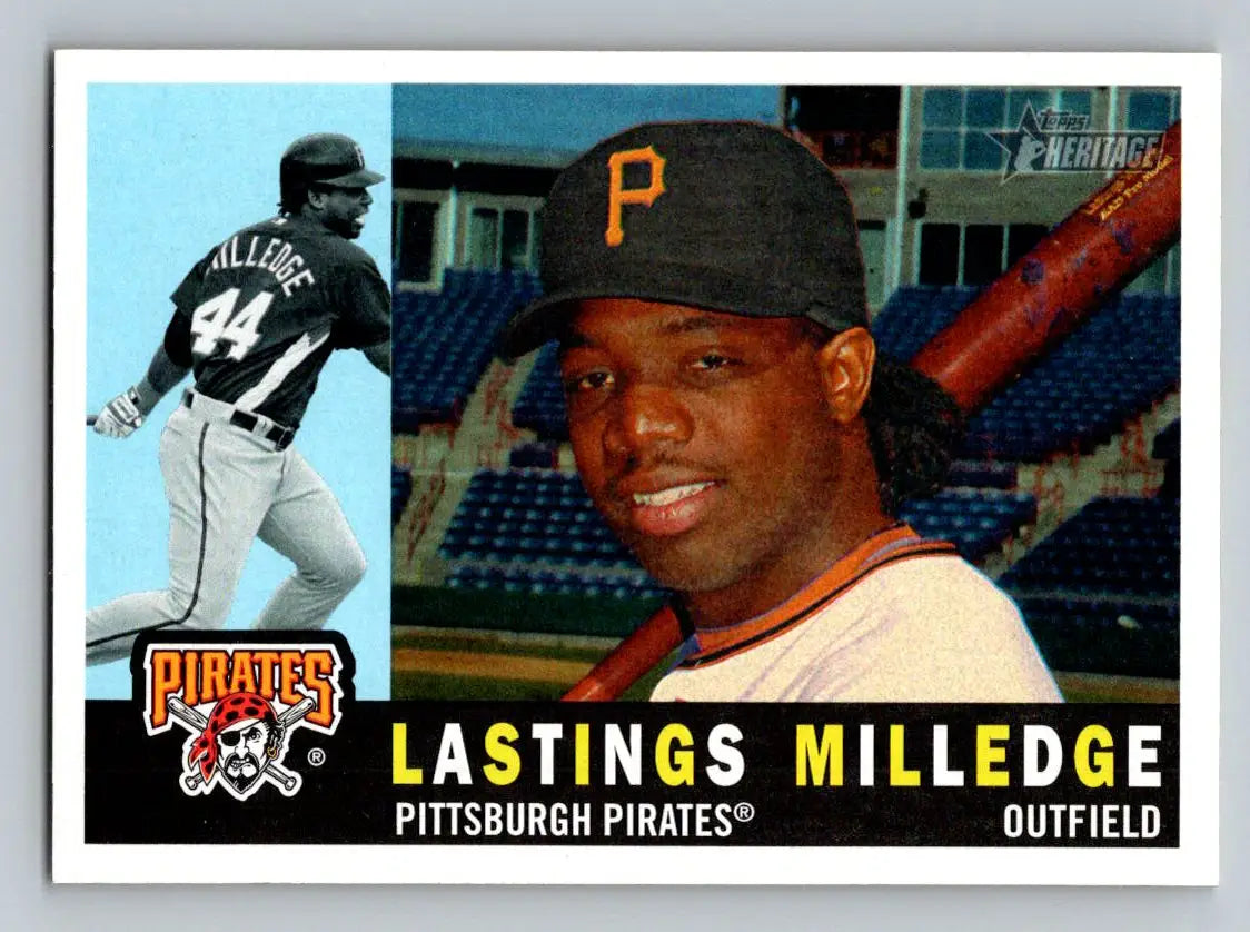 Lastings Milledge 2009 Topps Heritage #629 baseball card featuring Pittsburgh Pirates