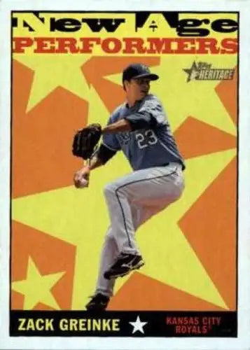 Original gloss baseball card featuring 2010 Topps Heritage NAP11 Zack Greinke Royals