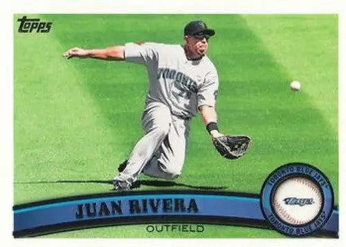 Baseball card featuring Juan Rivera with original gloss from 2011 Topps #531 Juan Rivera NMMT Blue Jays