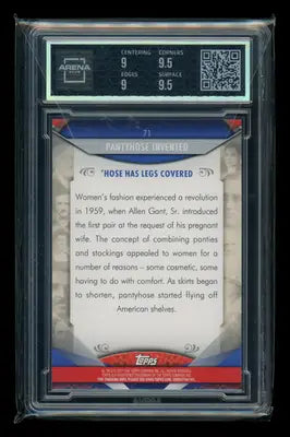 Graded collectible card from Topps American Pie featuring American Pie Pantyhose Invented with high score