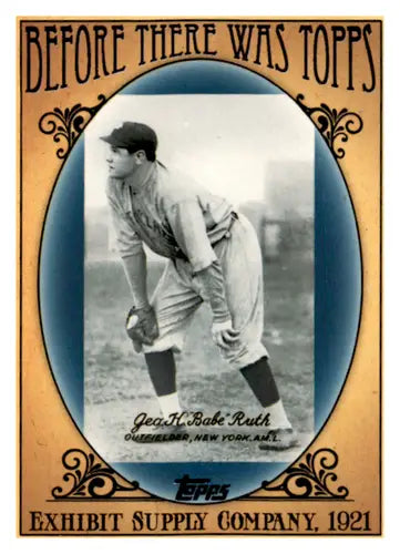 Vintage Babe Ruth baseball card with original gloss from 2011 Topps BTT4 Exhibit Supply