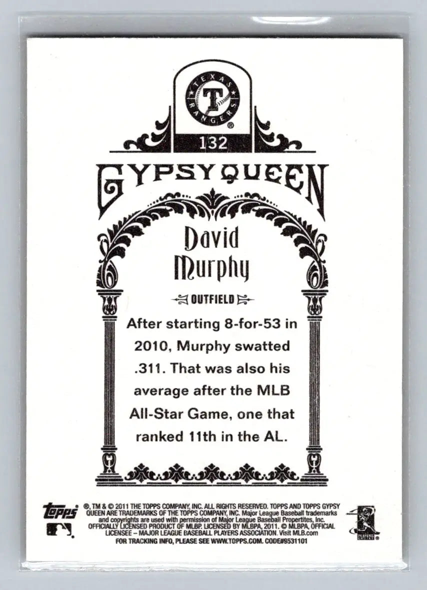 David Murphy 2011 Topps Gypsy Queen #132 baseball card Texas Rangers collectible