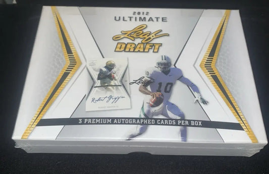 2012 Leaf Ultimate Draft Football hobby box with trading card box image