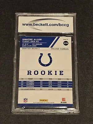 Dwayne Allen rookie trading card 2012 Score #330 Dwayne Allen BCCG 9