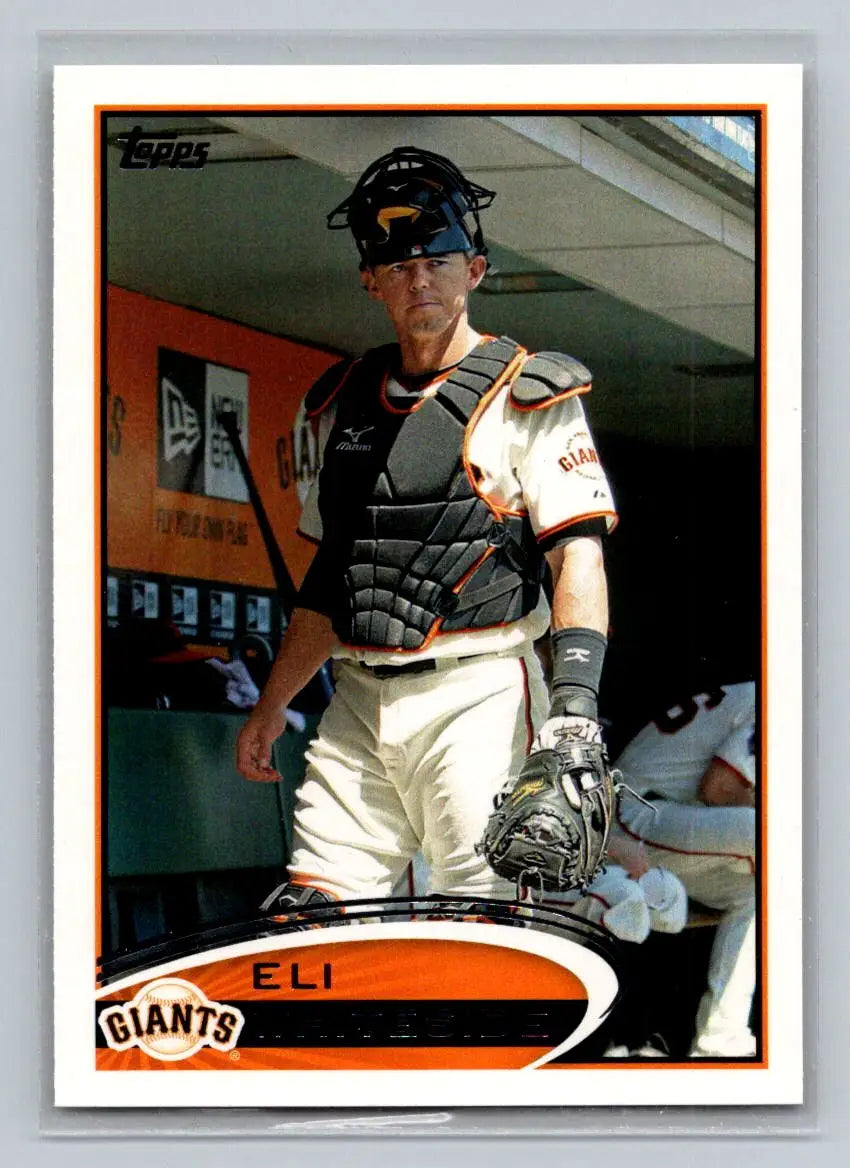 2012 Topps #127a Eli Whiteside Baseball Card featuring San Francisco Giants player