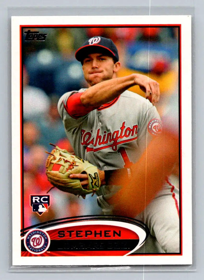 Stephen Strasburg baseball card in 2012 Topps #134a Stephen Lombardozzi design