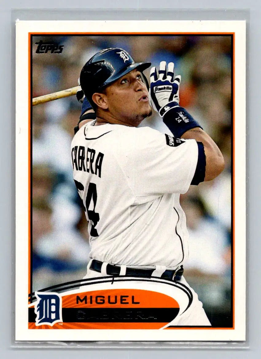 Baseball card of Miguel Cabrera from the 2012 Topps #200a Detroit Tigers series
