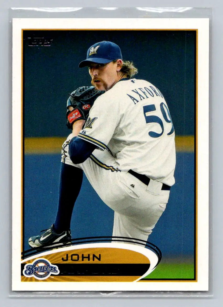 2012 Topps John Axford baseball card 294a John Axford Milwaukee Brewers collectible