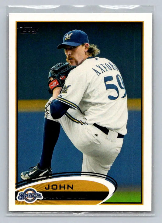 2012 Topps John Axford baseball card 294a John Axford Milwaukee Brewers collectible