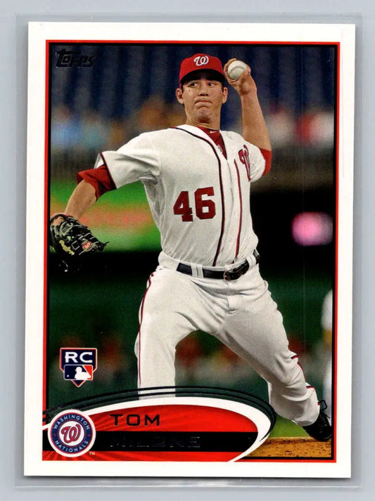 Baseball card showcasing Tom Milone from Washington Nationals rookie trading cards