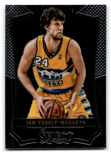 Basketball trading card of Jan Vesely in yellow Denver Nuggets jersey, Panini Select