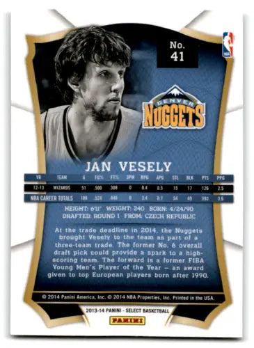 Basketball trading card of Jan Vesely in original gloss from 2013-14 Panini Select