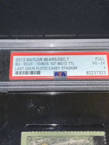 Graded 2013 Baylor Bears Football ticket from final game at Floyd Casey Stadium