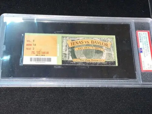 Encased Baylor Bears Football ticket from final game at Floyd Casey Stadium Texas