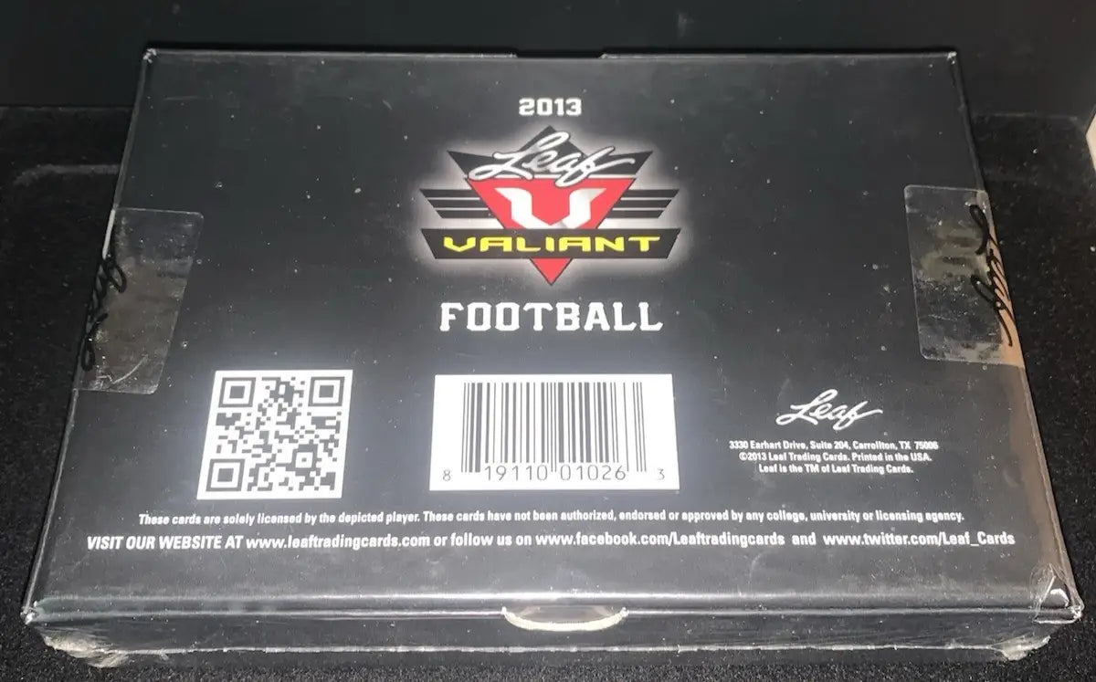 Sealed 2013 Leaf Valiant Football box with 5 autograph cards for Valiant Football collectors