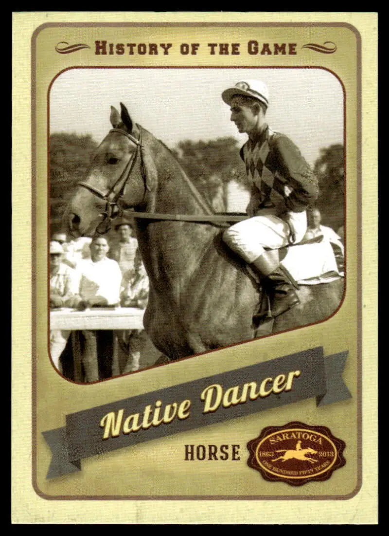Vintage horse racing card featuring Native Dancer from NYRA Saratoga History collection