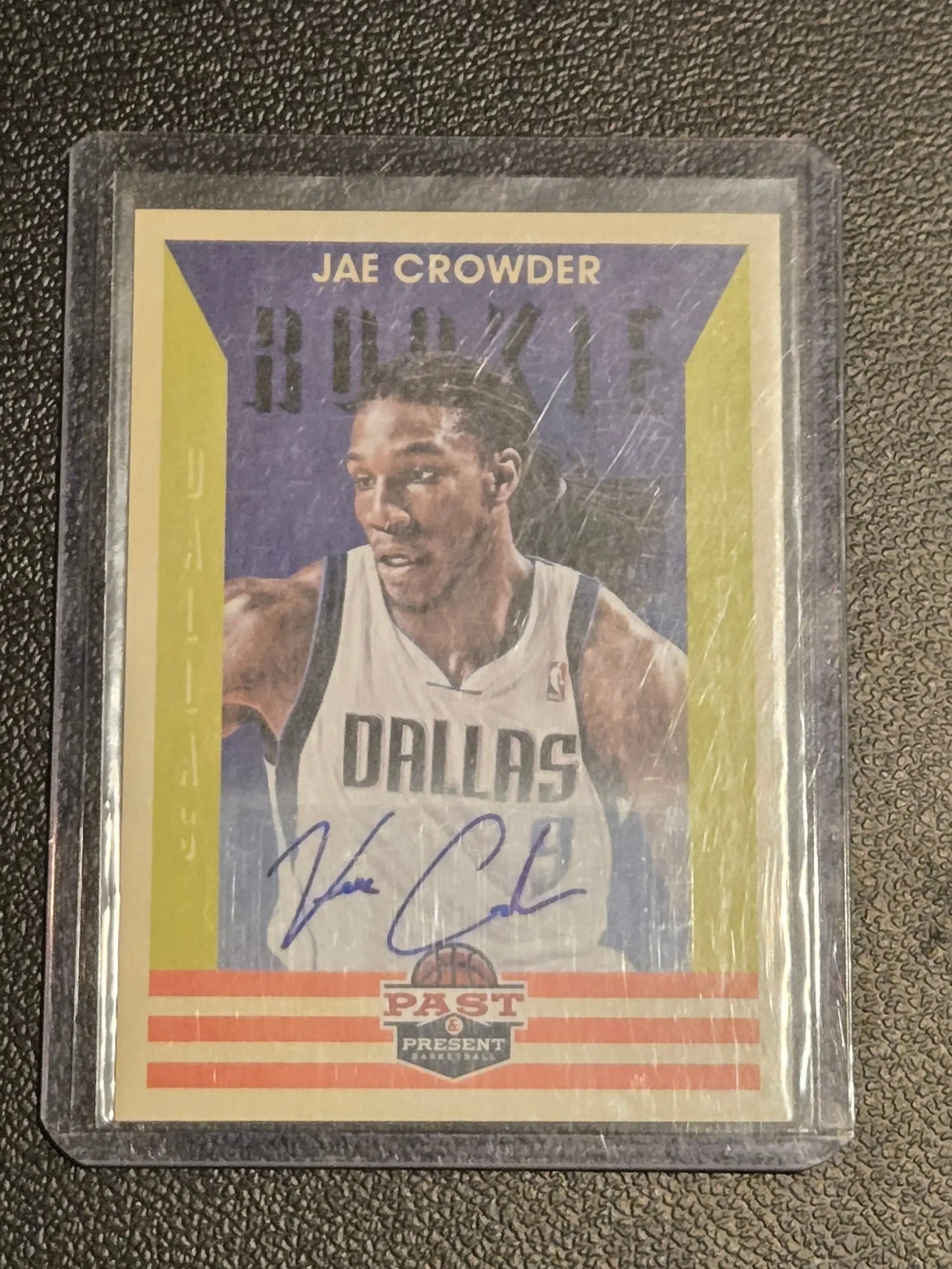 Jae Crowder autographed rookie basketball card in protective sleeve from Panini Past and Present basketball