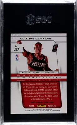Graded C.J. McCollum basketball card from 2013 Panini Prizm series with SGC 8.5