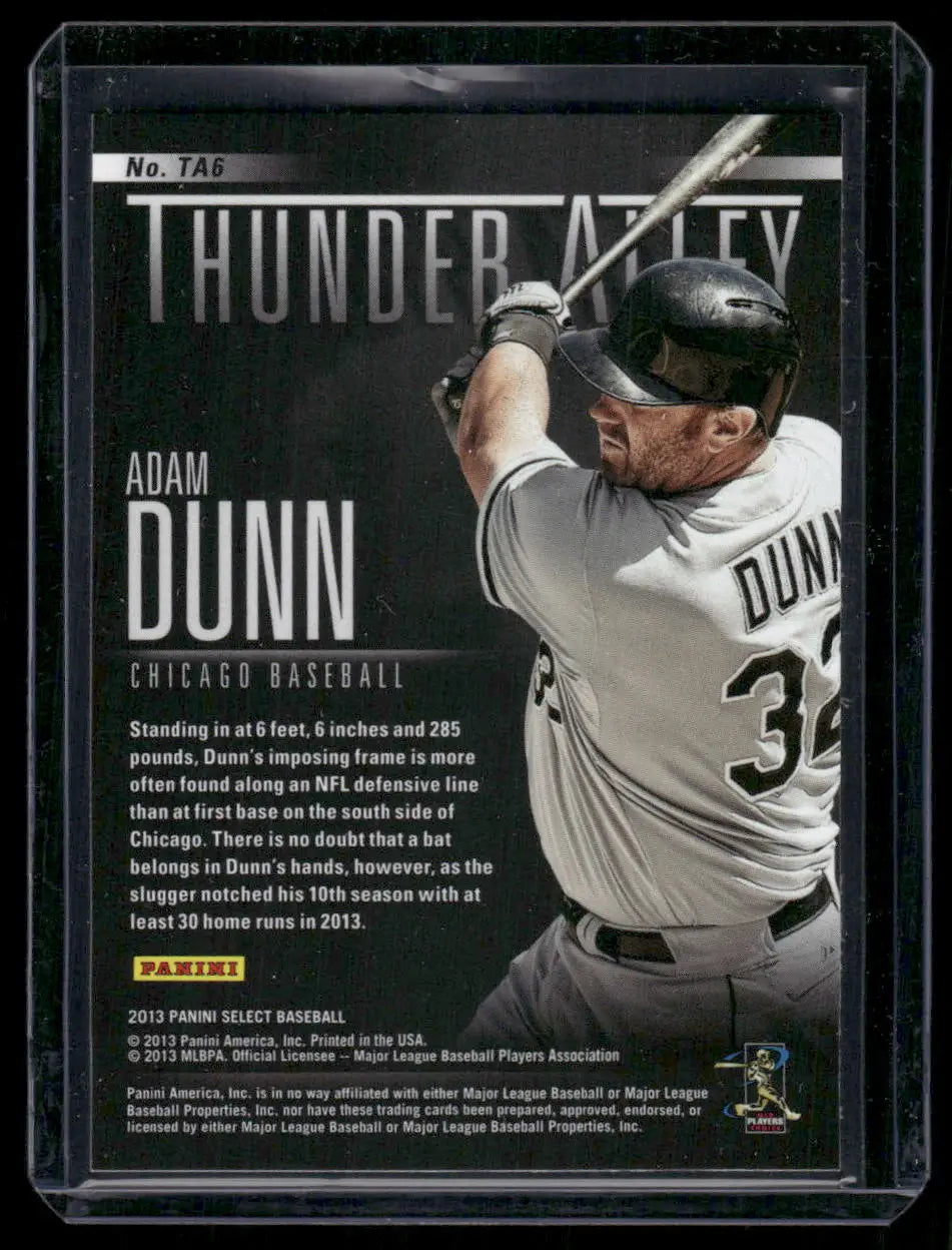 Baseball card of Adam Dunn from 2013 Panini Select Thunder Alley series