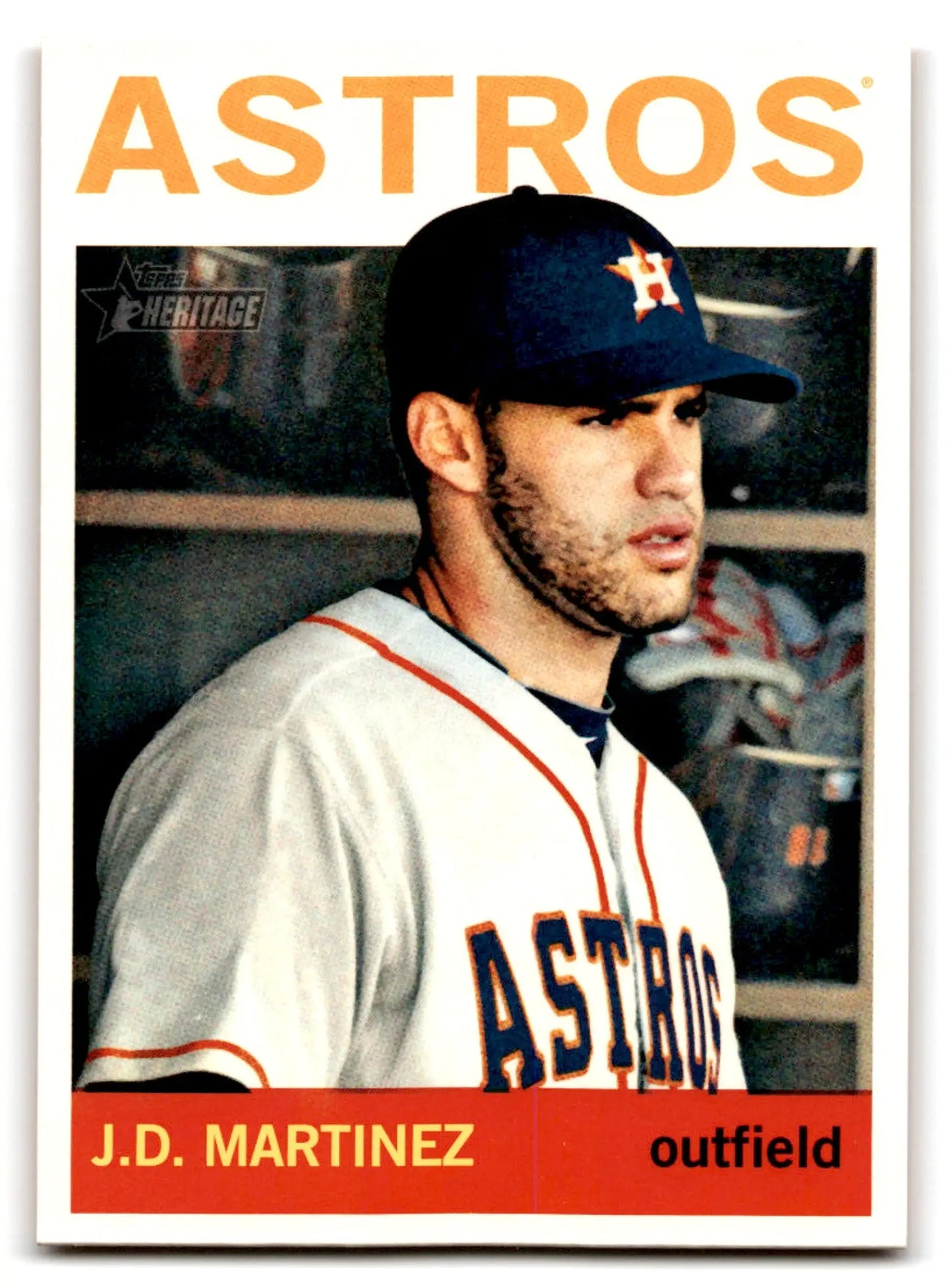 Baseball heritage trading card of J.D. Martinez in Astros uniform from Topps Baseball Heritage