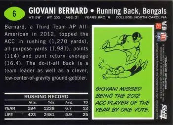 Giovani Bernard football card from 2013 Topps Chrome featuring Cincinnati Bengals player