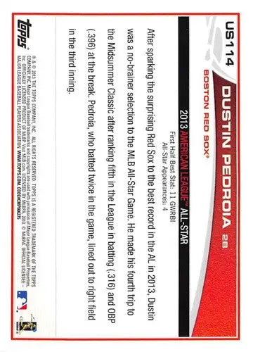 2013 Topps Update #US114A Dustin Pedroia NM-MT Red Sox ID:62808 - Trading Cards