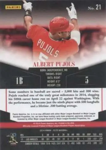 2014 Donruss Series 2 Elite #21 Albert Pujols baseball card with original gloss finish