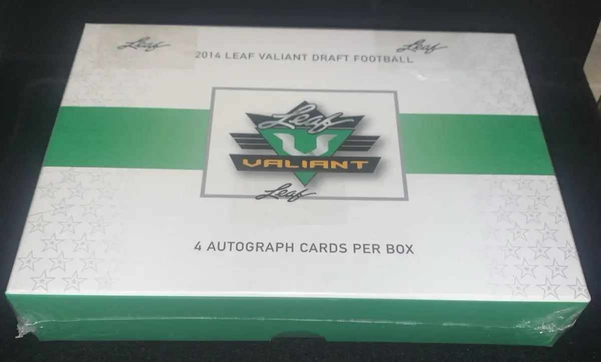 Sealed 2014 Leaf Valiant Draft Football hobby box with autographs set checklist