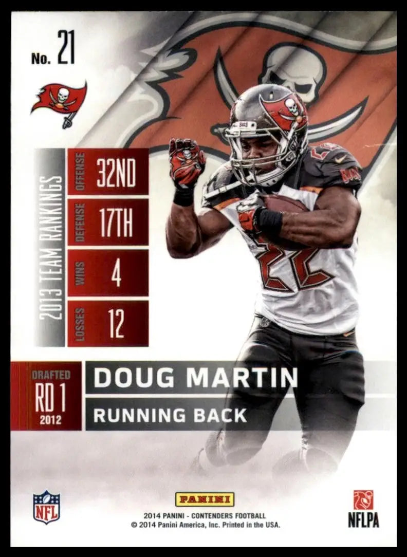 Football trading card of Doug Martin Tampa Bay Buccaneers 2013 rankings 2014 Panini Contenders