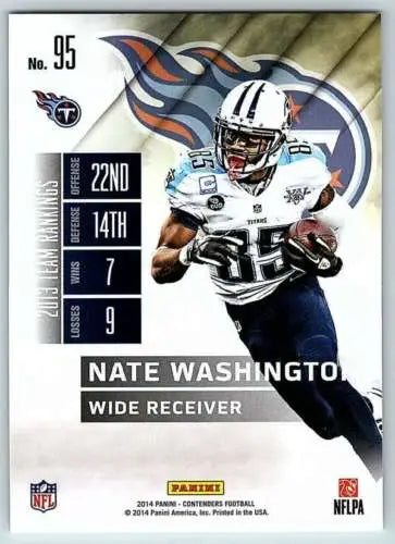 Nate Washington football card from 2014 Playoff Contenders with original gloss finish