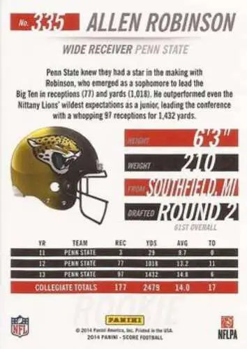 2014 Score Rookies #335 Allen Robinson NM-MT RC Rookie Jaguars original gloss football card