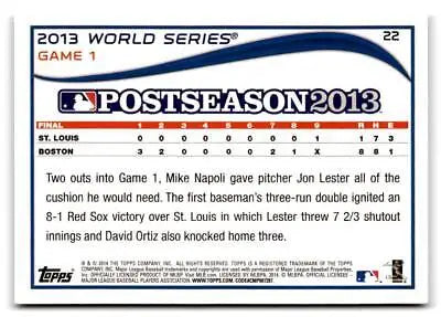 Baseball card back of 2014 Topps #22 Mike Napoli trading card for collectors