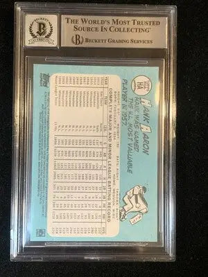 2014 TOPPS HERITAGE 1965 HANK AARON RED AUTOGRAPH ATLANTA BRAVES BGS 9 - Trading Cards
