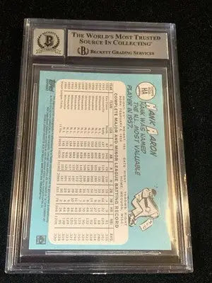 2014 TOPPS HERITAGE 1965 HANK AARON RED AUTOGRAPH ATLANTA BRAVES BGS 9 - Trading Cards