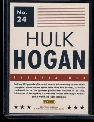 Wrestling trading card featuring Hulk Hogan from 2015 Panini Americana Hulk series
