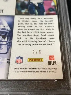 Sports trading card of Tom Brady from Panini Crusade C21 Green PSA 10 Gem Mint
