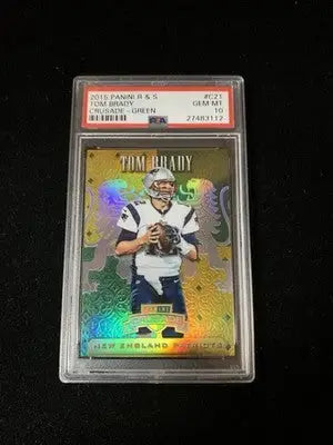 Tom Brady 2015 Panini Crusade C21 Green PSA 10 Gem Mint football card