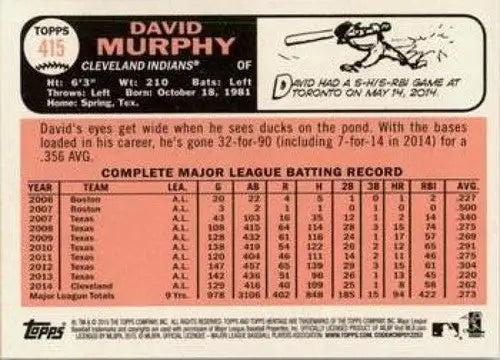 2015 Topps Heritage #415 David Murphy NM-MT Indians ID:4412 - Trading Cards