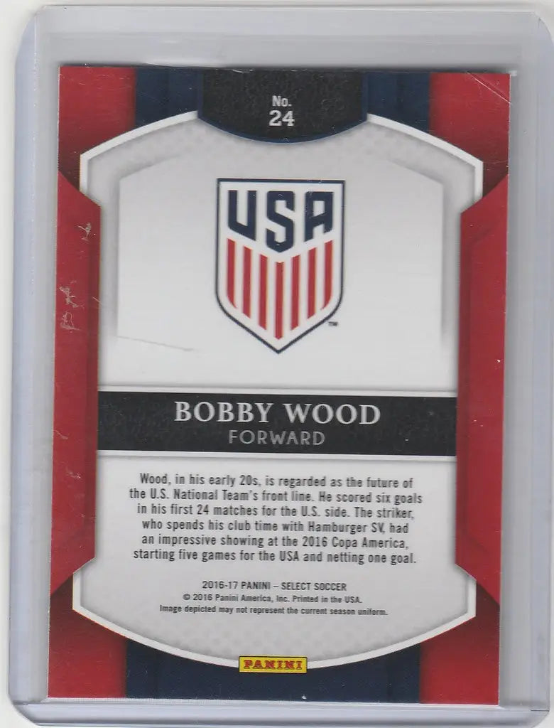 Bobby Wood United States Forward soccer jersey card Panini Select 2016-17