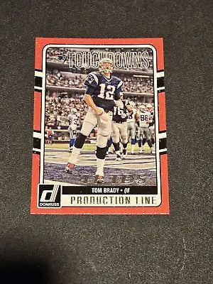 Tom Brady football card from 2016 Donruss Brady Production Line Touchdowns collection