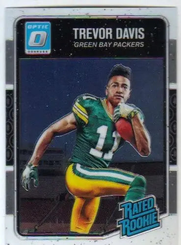2016 Donruss Optic Rated Rookies Trevor Davis football card displaying Packers team
