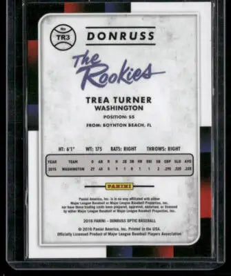 2016 Donruss Optic Trea Turner baseball card from The Rookies series