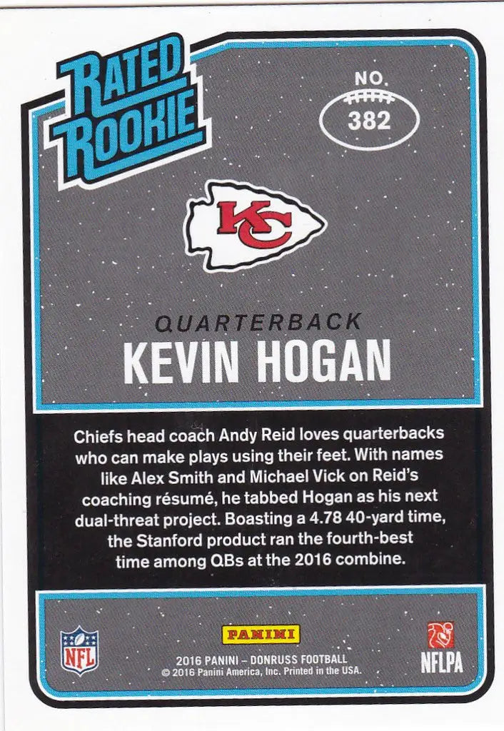 2016 Donruss Rated Rookie #382 Kevin Hogan Green Press Proof Kansas City Chiefs - Unknown