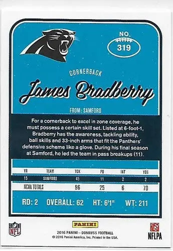 James Bradberry football card from Donruss Rookies Press Proofs with original gloss