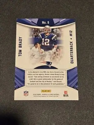 Tom Brady football card showing Tom Brady standing in 2016 Panini Rookies & Stars