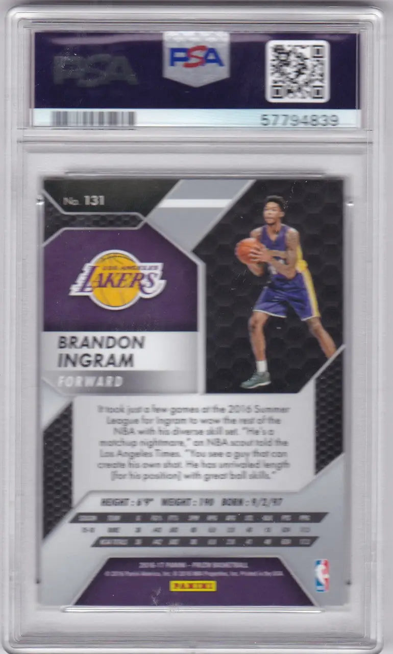 PSA-graded 2016-17 Panini Prizm Brandon Ingram rookie card Los Angeles Lakers
