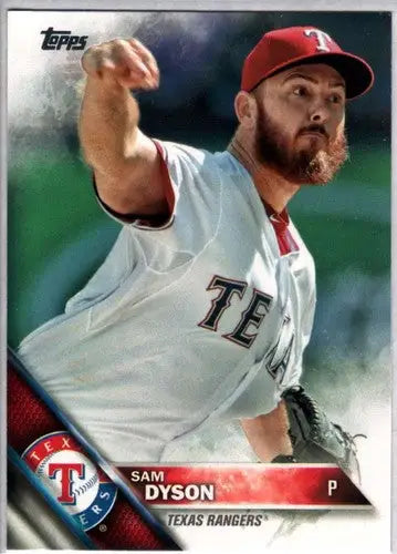 Original gloss Sam Dyson NM-MT baseball card from 2016 Topps #389 Rangers